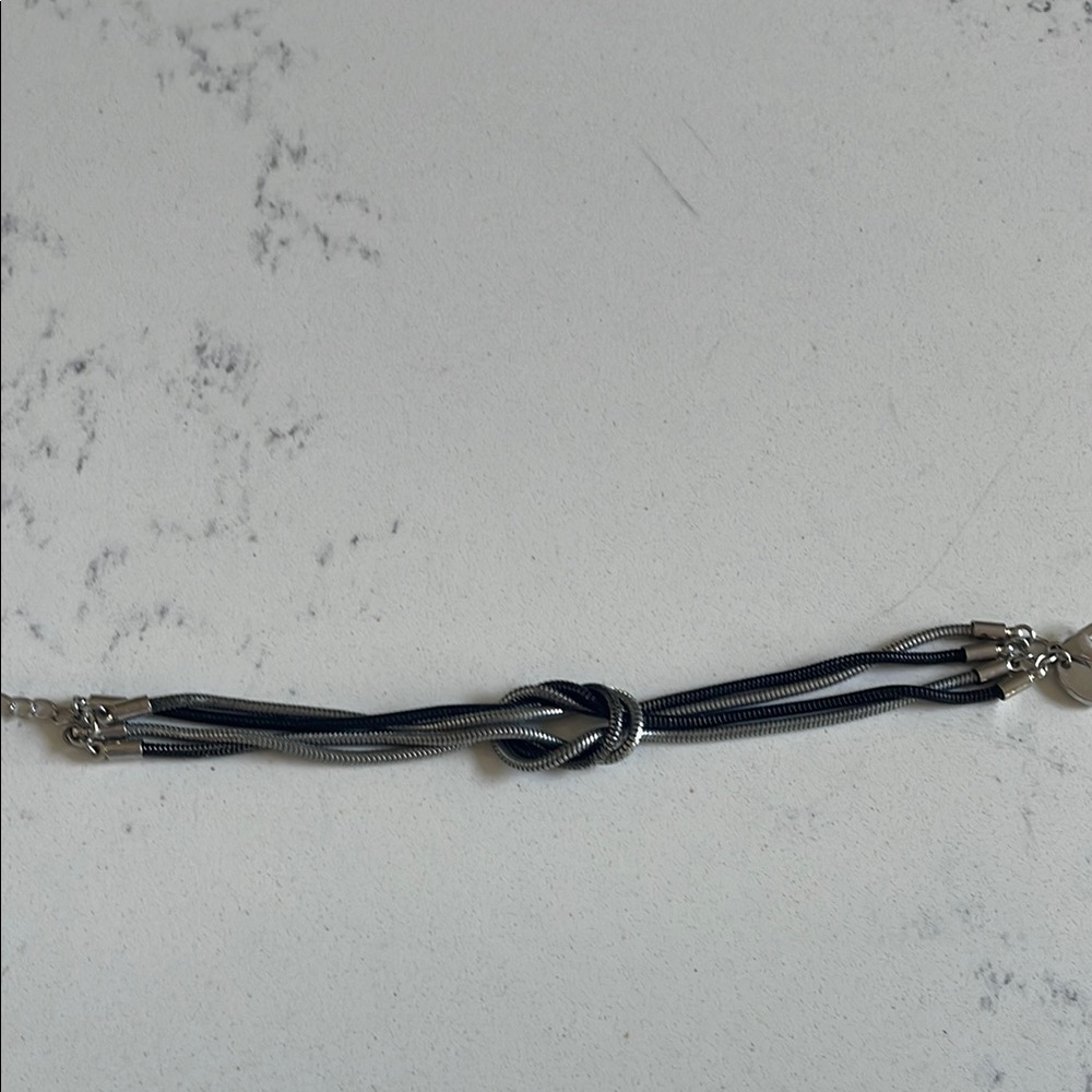 Silver and Black Knot Bracelet